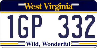WV license plate 1GP332