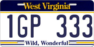 WV license plate 1GP333