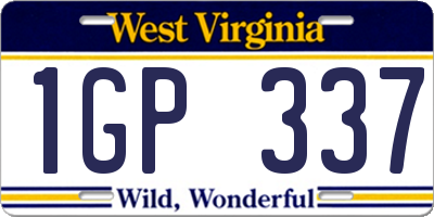 WV license plate 1GP337