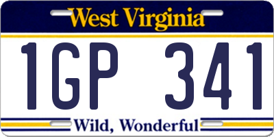 WV license plate 1GP341