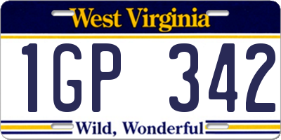WV license plate 1GP342