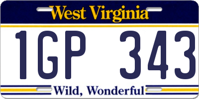 WV license plate 1GP343