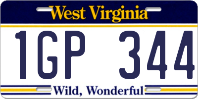 WV license plate 1GP344