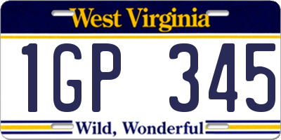 WV license plate 1GP345