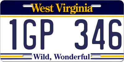 WV license plate 1GP346