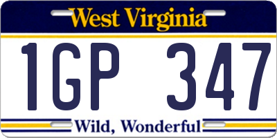 WV license plate 1GP347