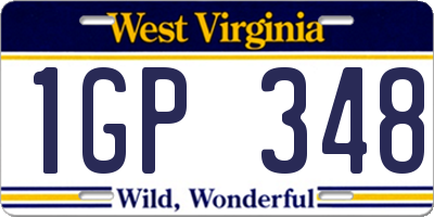 WV license plate 1GP348