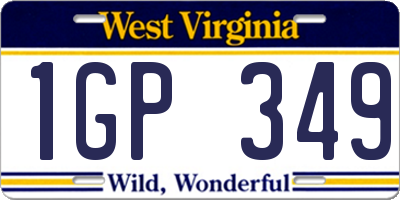 WV license plate 1GP349
