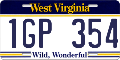 WV license plate 1GP354
