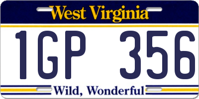 WV license plate 1GP356
