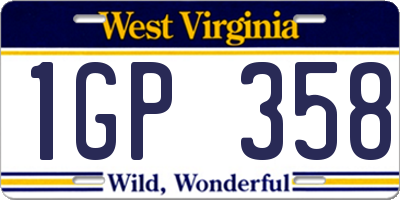 WV license plate 1GP358