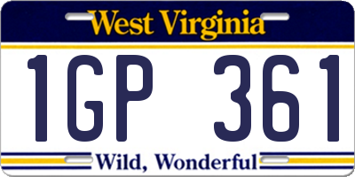WV license plate 1GP361