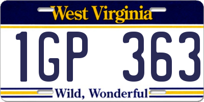 WV license plate 1GP363