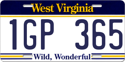 WV license plate 1GP365