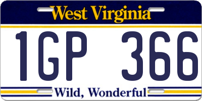 WV license plate 1GP366