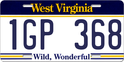 WV license plate 1GP368
