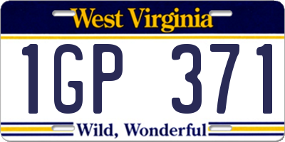 WV license plate 1GP371