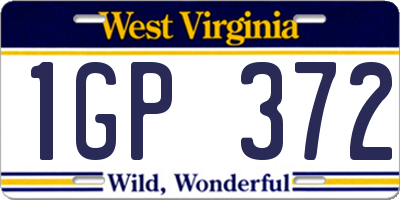 WV license plate 1GP372