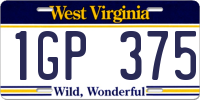 WV license plate 1GP375