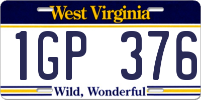 WV license plate 1GP376