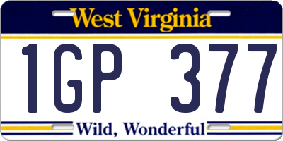 WV license plate 1GP377