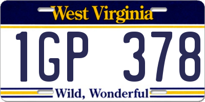 WV license plate 1GP378