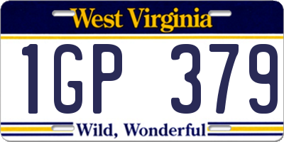 WV license plate 1GP379