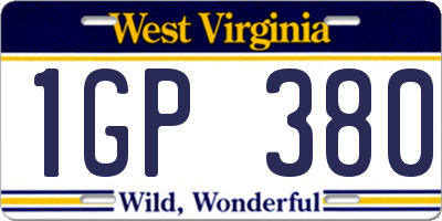 WV license plate 1GP380
