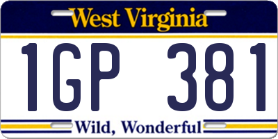 WV license plate 1GP381