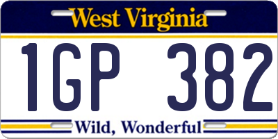 WV license plate 1GP382