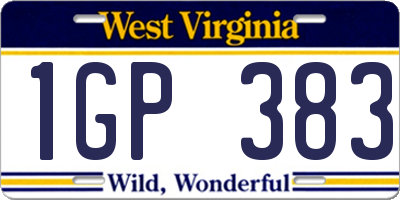WV license plate 1GP383