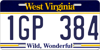WV license plate 1GP384