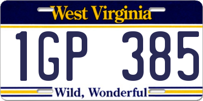 WV license plate 1GP385