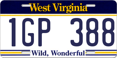 WV license plate 1GP388