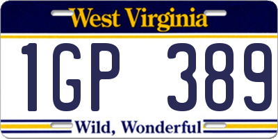 WV license plate 1GP389