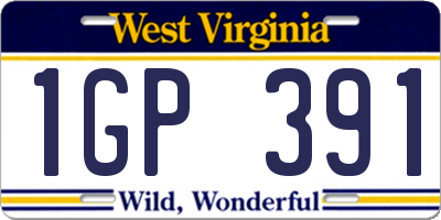WV license plate 1GP391