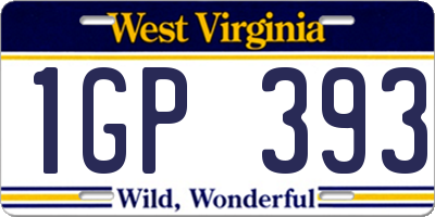 WV license plate 1GP393