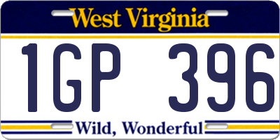 WV license plate 1GP396