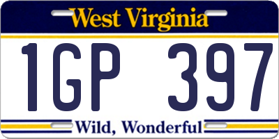 WV license plate 1GP397