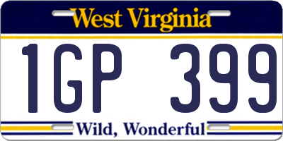 WV license plate 1GP399