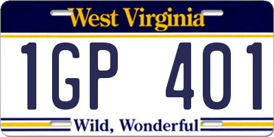 WV license plate 1GP401