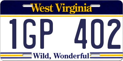 WV license plate 1GP402