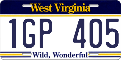 WV license plate 1GP405