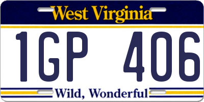 WV license plate 1GP406