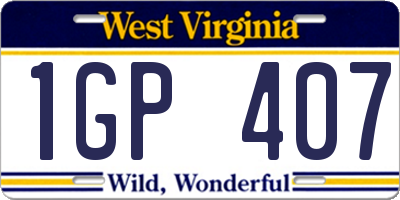WV license plate 1GP407