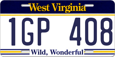 WV license plate 1GP408