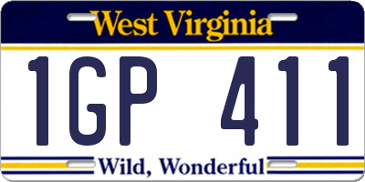 WV license plate 1GP411