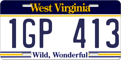 WV license plate 1GP413