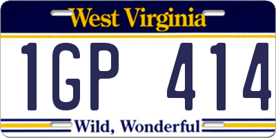 WV license plate 1GP414