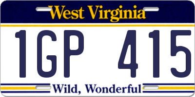 WV license plate 1GP415